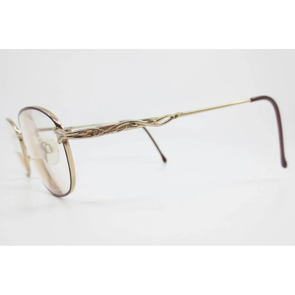 Marchon Tres Jolie 31 Eyeglasses Wine Gold Oval Frames Filigree Temples 140mm